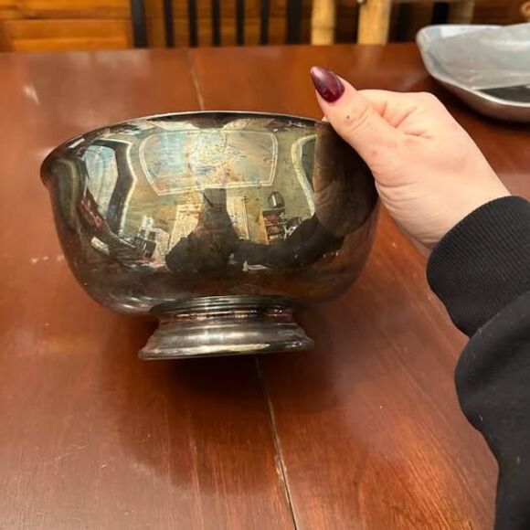 Vintage 1960’s Reed & Barton Blue Silver Footed Bowl #105 - Picture 4 of 8